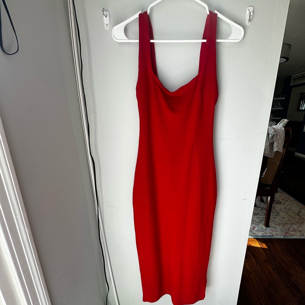 NUDE brand Vibrant Red Midi Dress